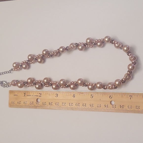 Blush Colored Bead Necklace with Rhinestone Embellishment - Picture 3 of 7